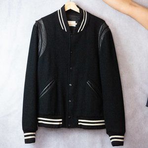 Sandro Black Bomber Jacket with White Accents